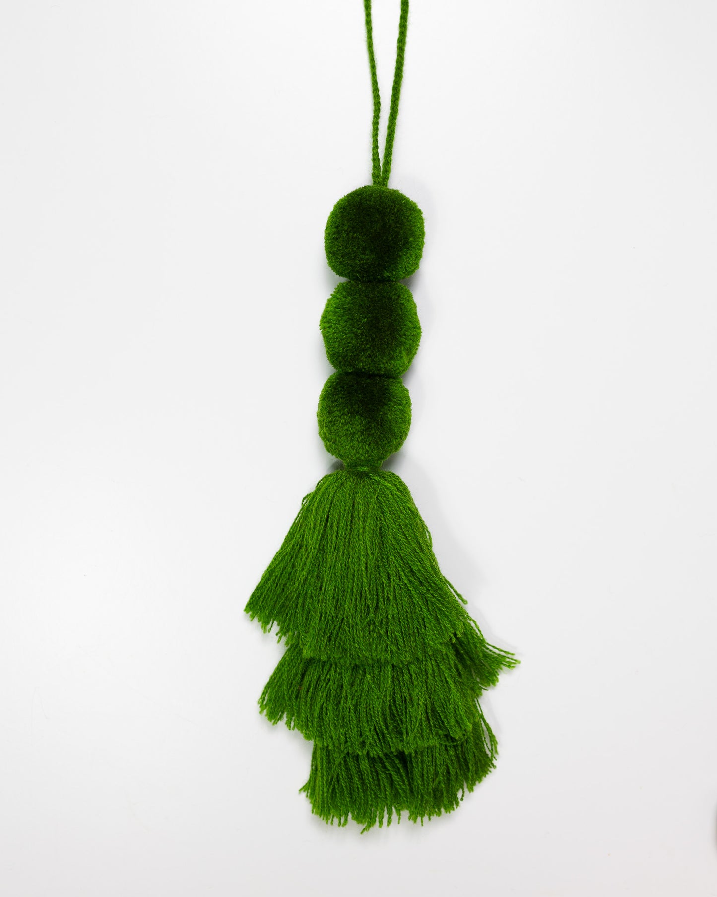 Triple Pom Tassel Bag Charm - Dark Green