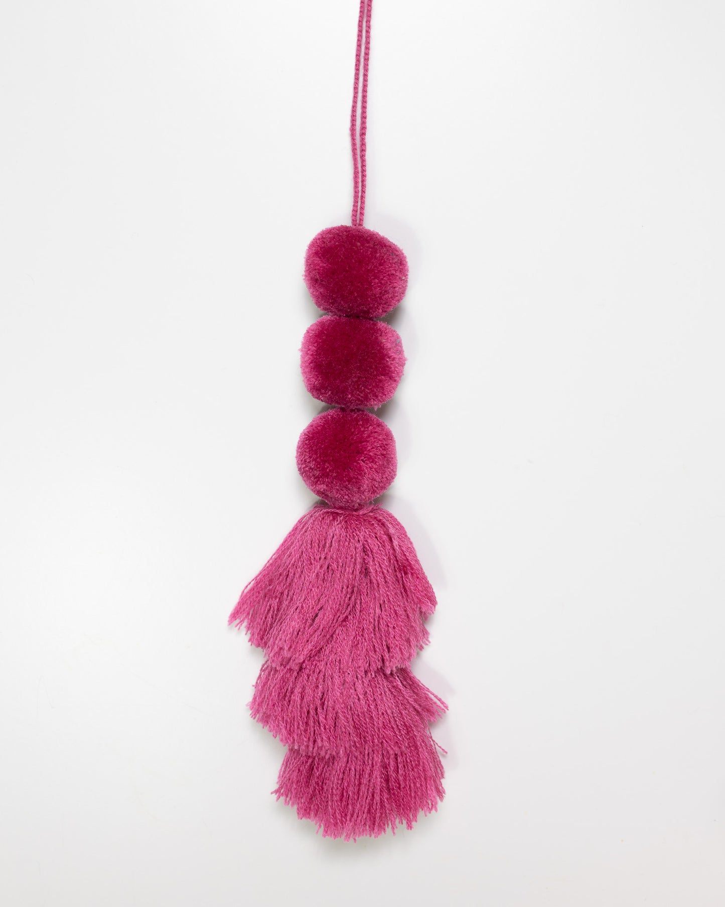 Triple Pom Tassel Bag Charm - Dusty Pink