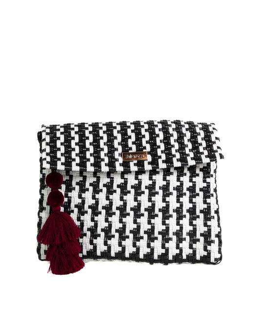 Black and White Houndstooth Clutch
