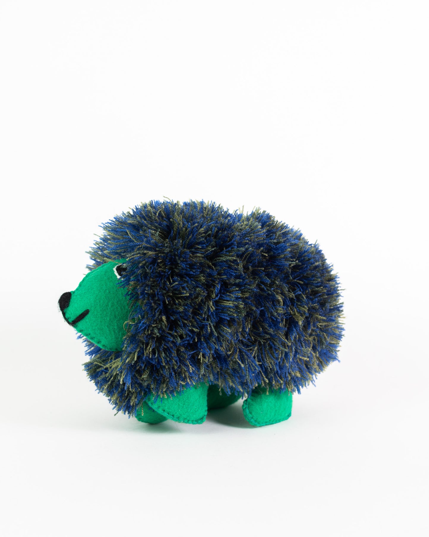 Emerald Green Handmade Plush Stuffed Hedgehog