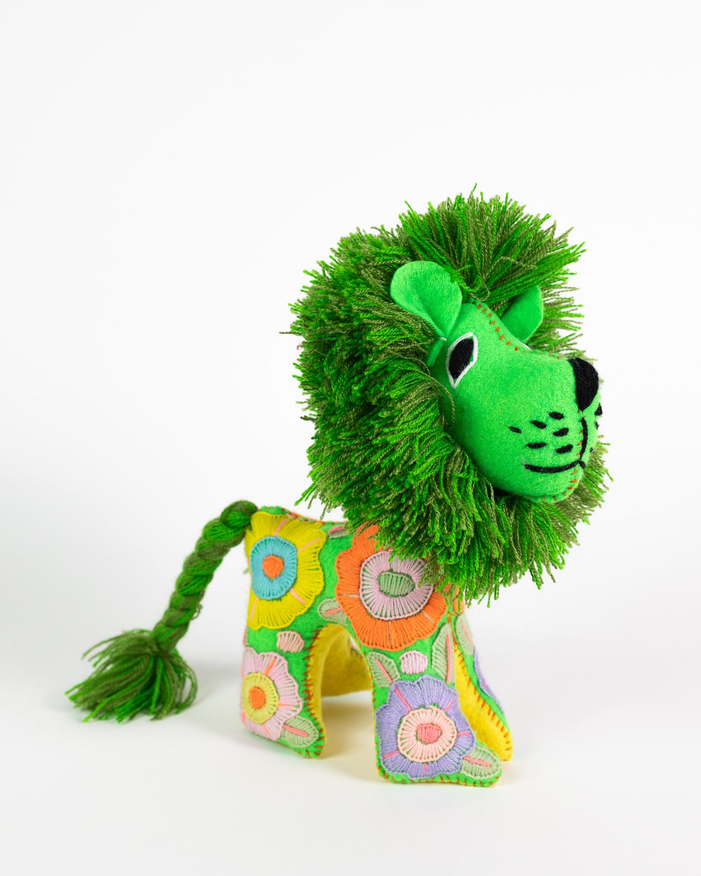 Lime Green Handmade Plush Stuffed Lion