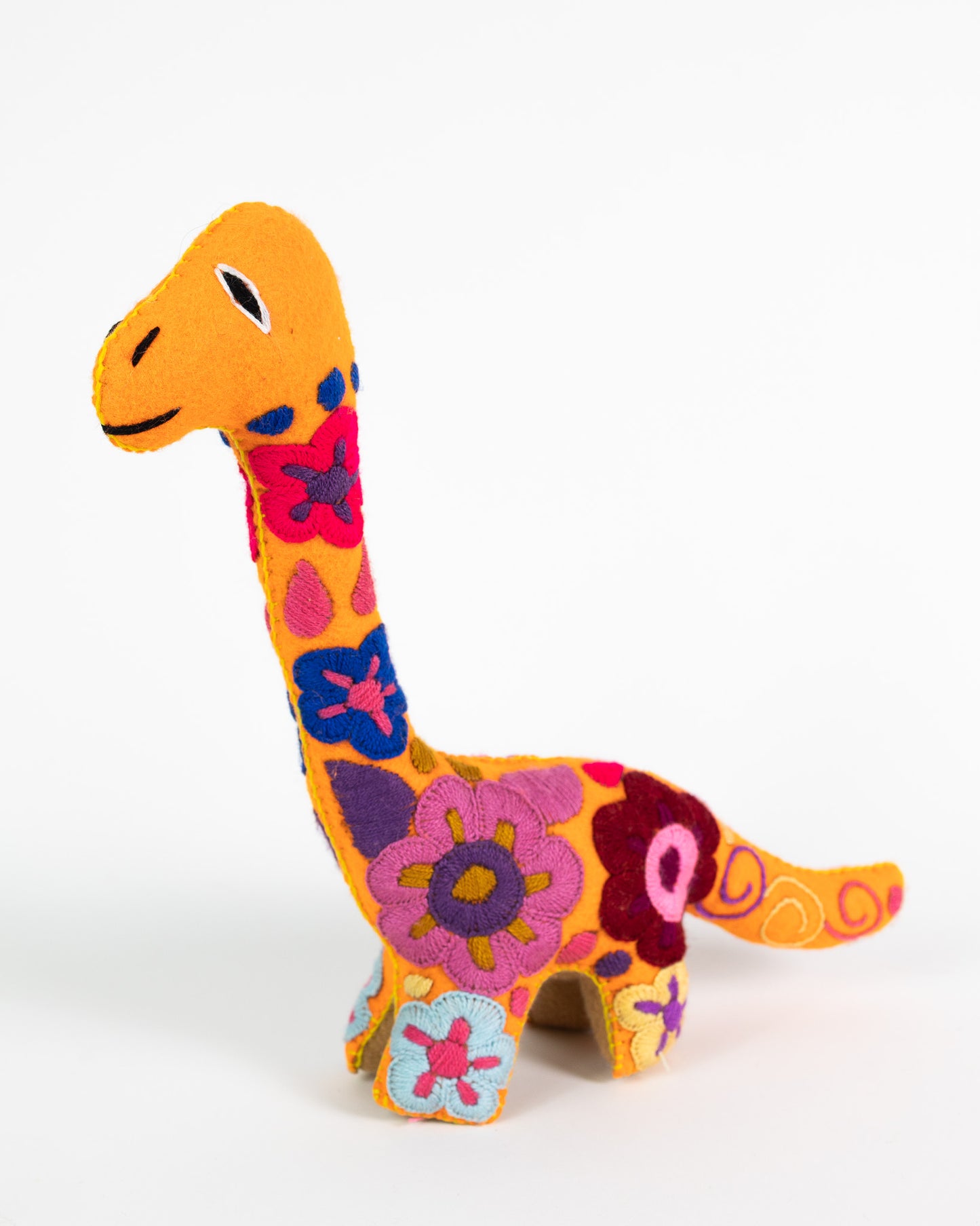 Orange Handmade Plush Stuffed Dinosaur