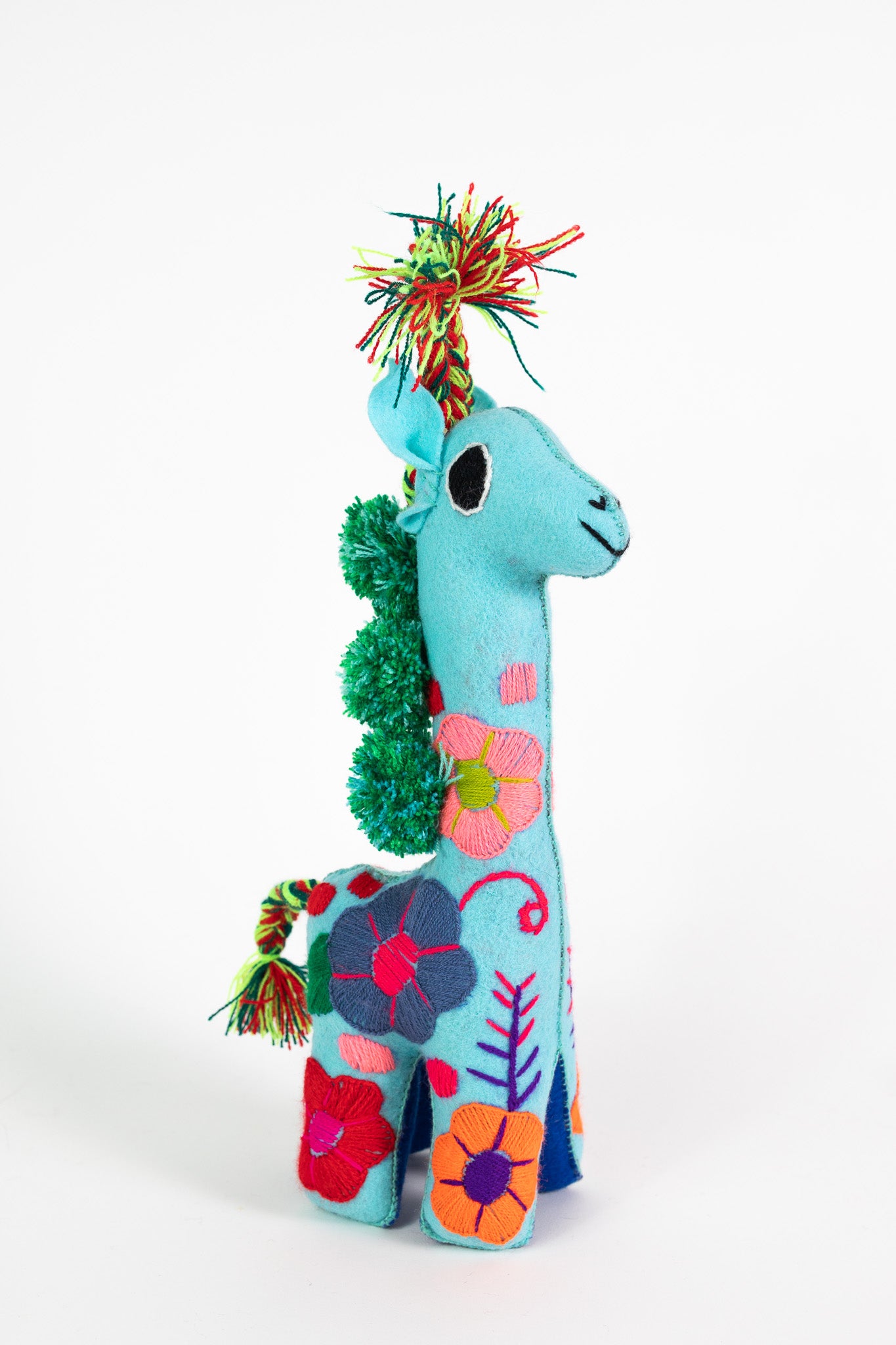 Turquoise Handmade Plush Stuffed Giraffe