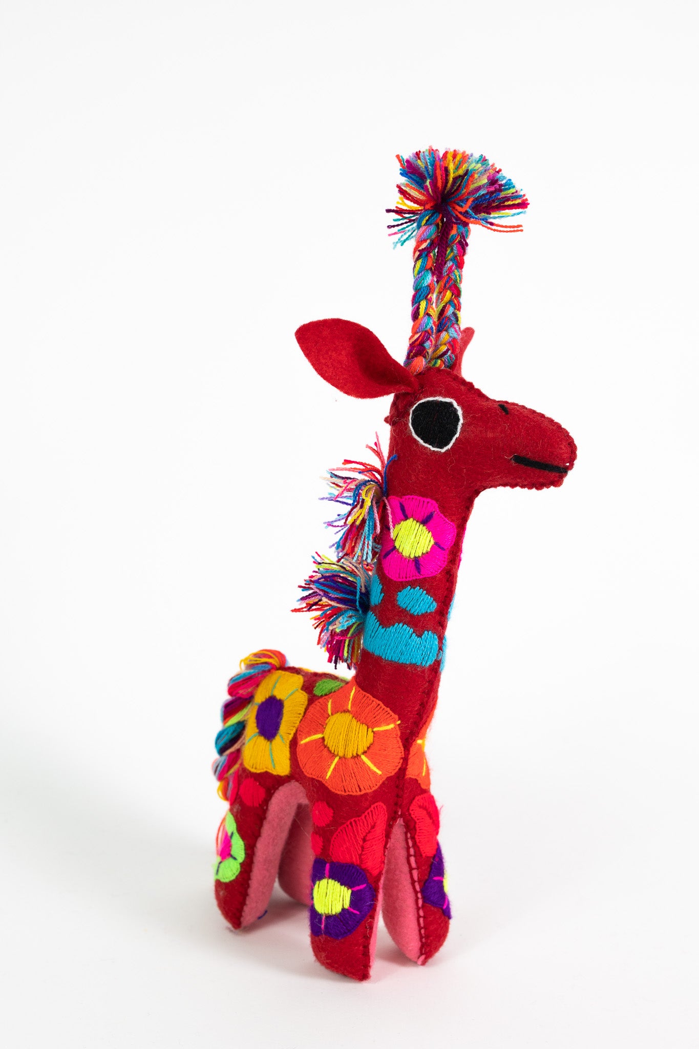 Red Handmade Plush Stuffed Giraffe