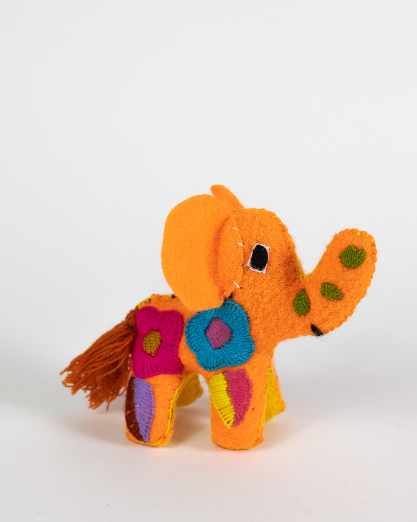 Mini Orange Handmade Plush Stuffed Elephant