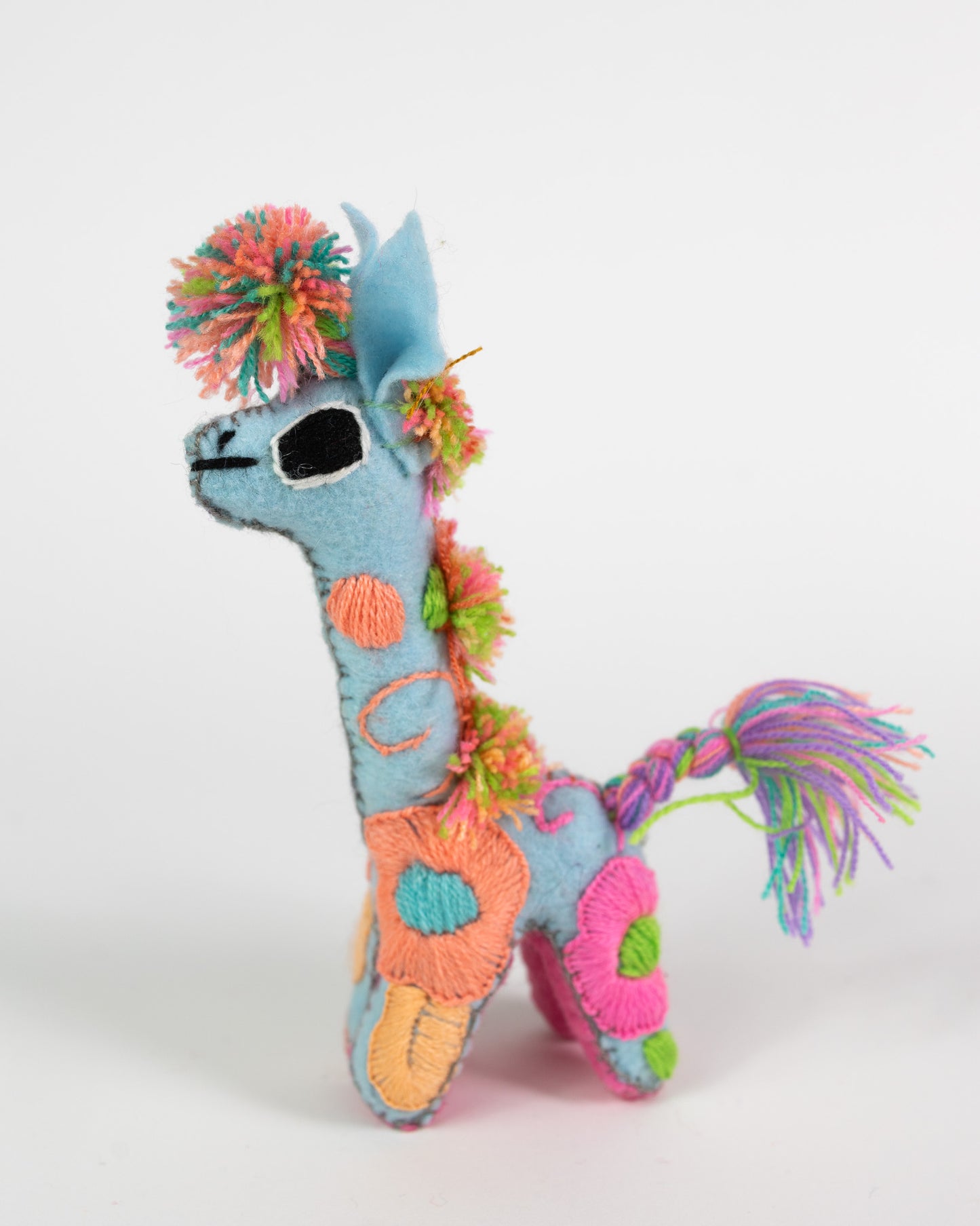 Mini Baby Blue Handmade Plush Stuffed Giraffe