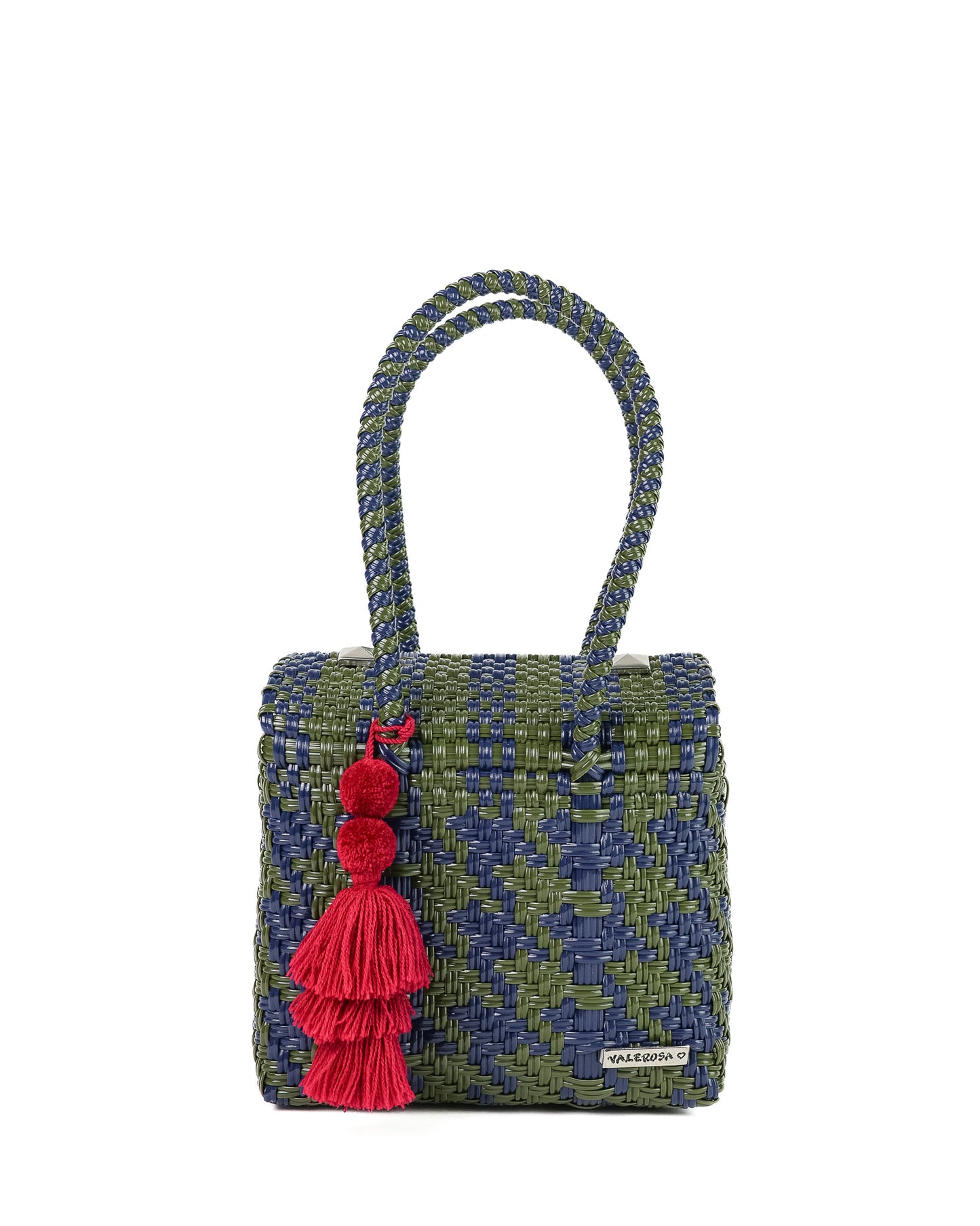 Navy and Military Green Houndstooth Mini Purse