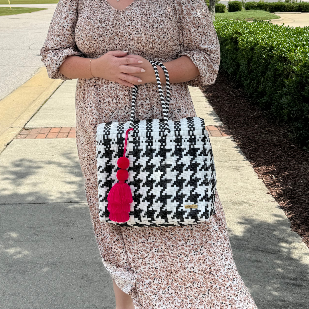 Black and White Houndstooth DÍa Tote