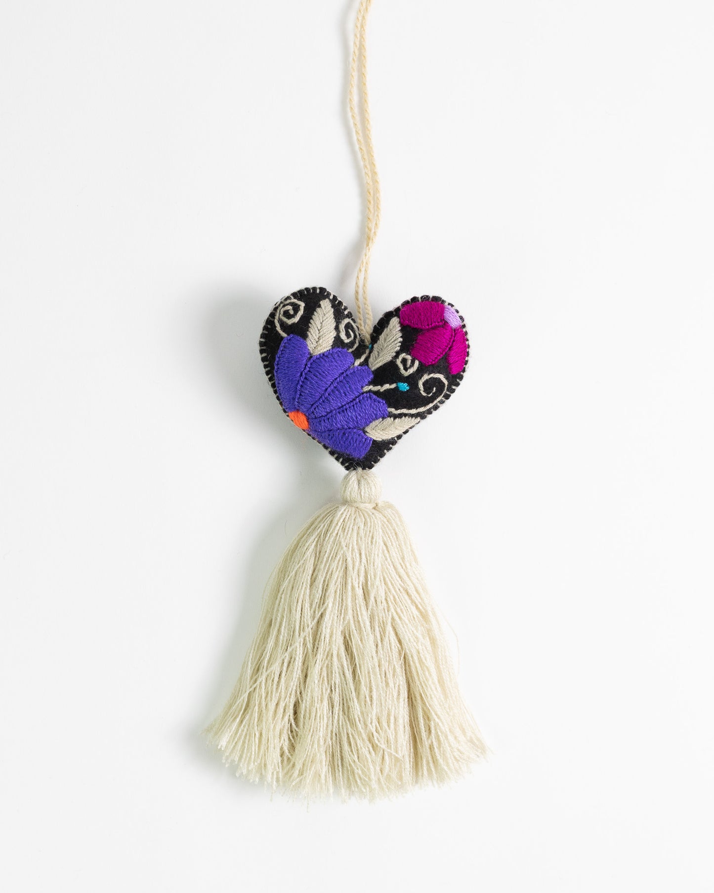Bold Floral Heart Tassel Bag Charm