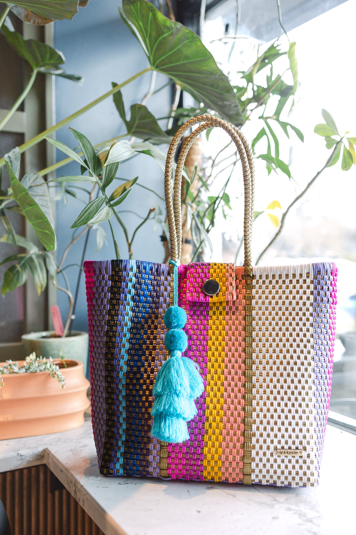 Summer bag, Beach bag, pool bag, woven bag, plastic bag