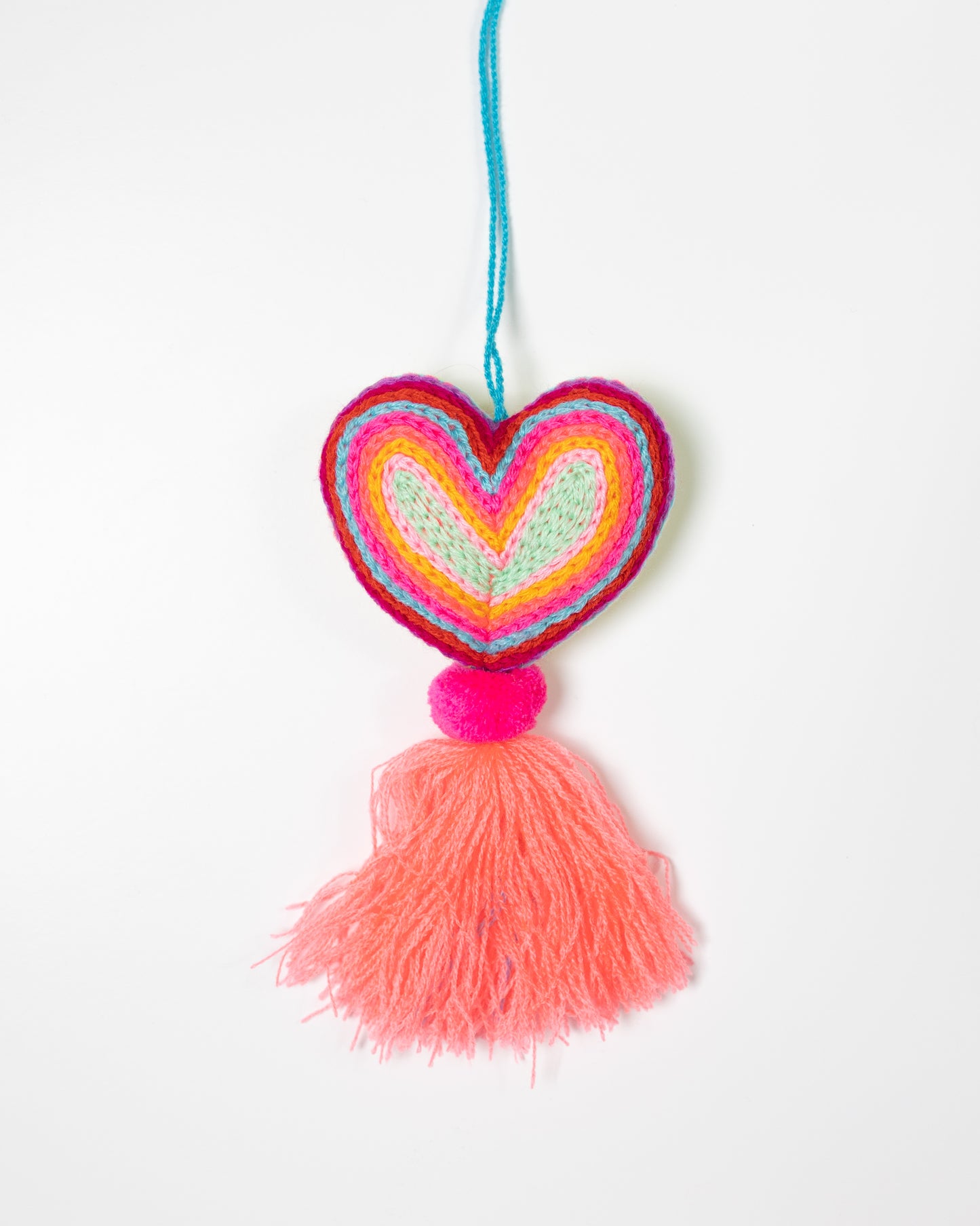Neon Heart Tassel Bag Charm