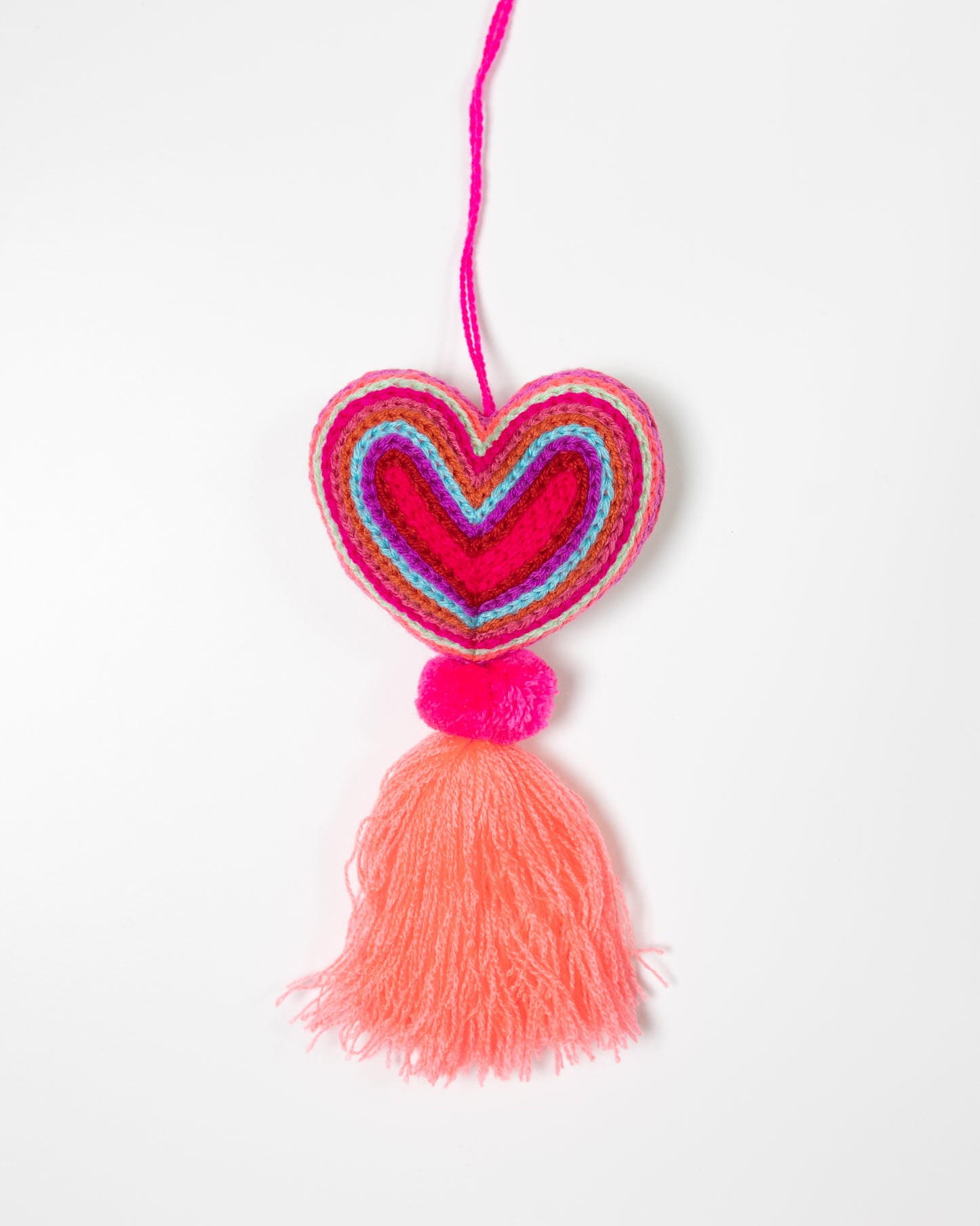 Neon Heart Tassel Bag Charm
