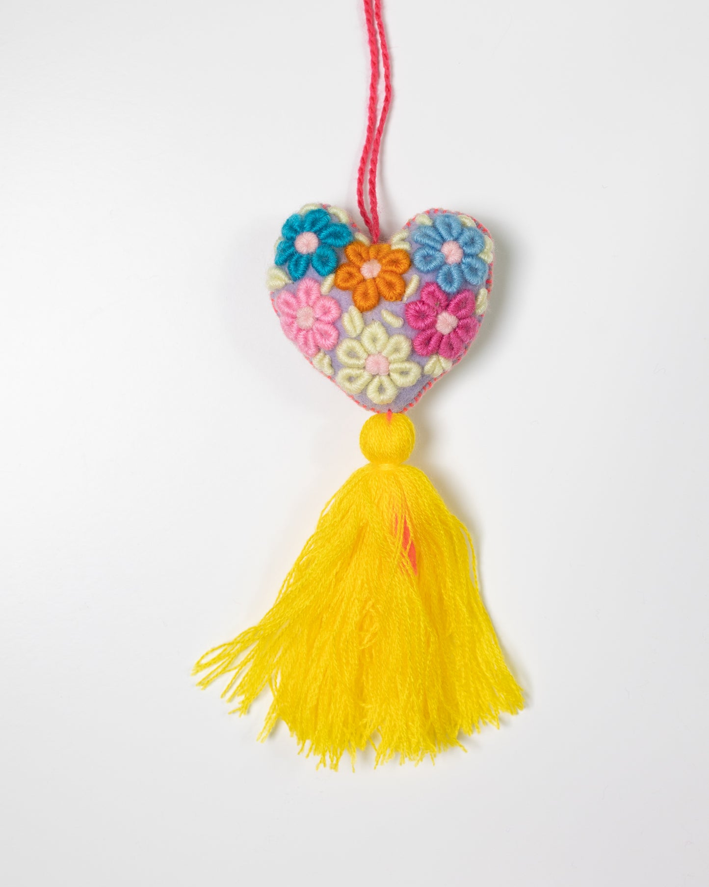 Whimsical Floral Pastel Tassel Bag Charm - Bright Yellow