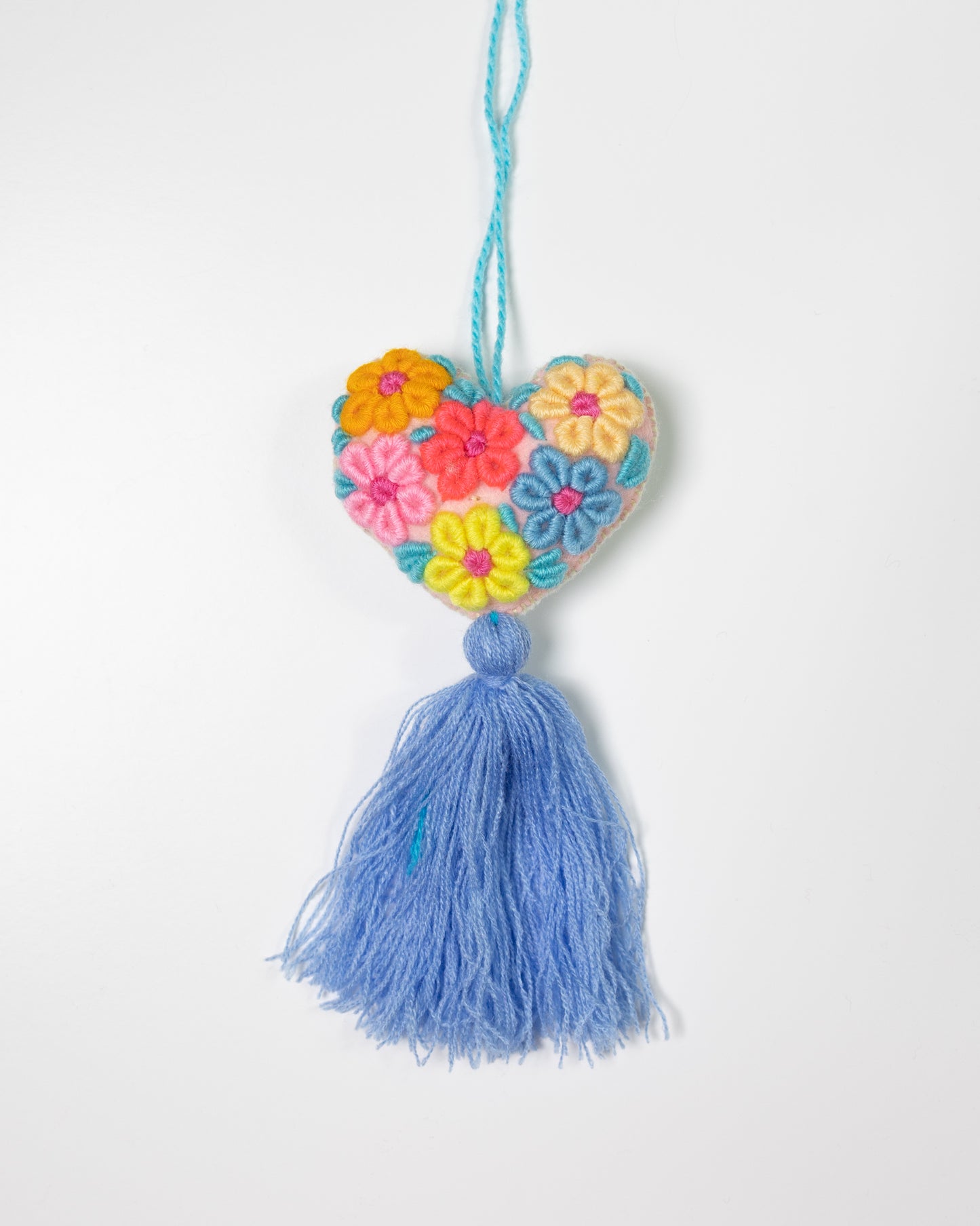 Whimsical Floral Pastel Tassel Bag Charm - Periwinkle Blue