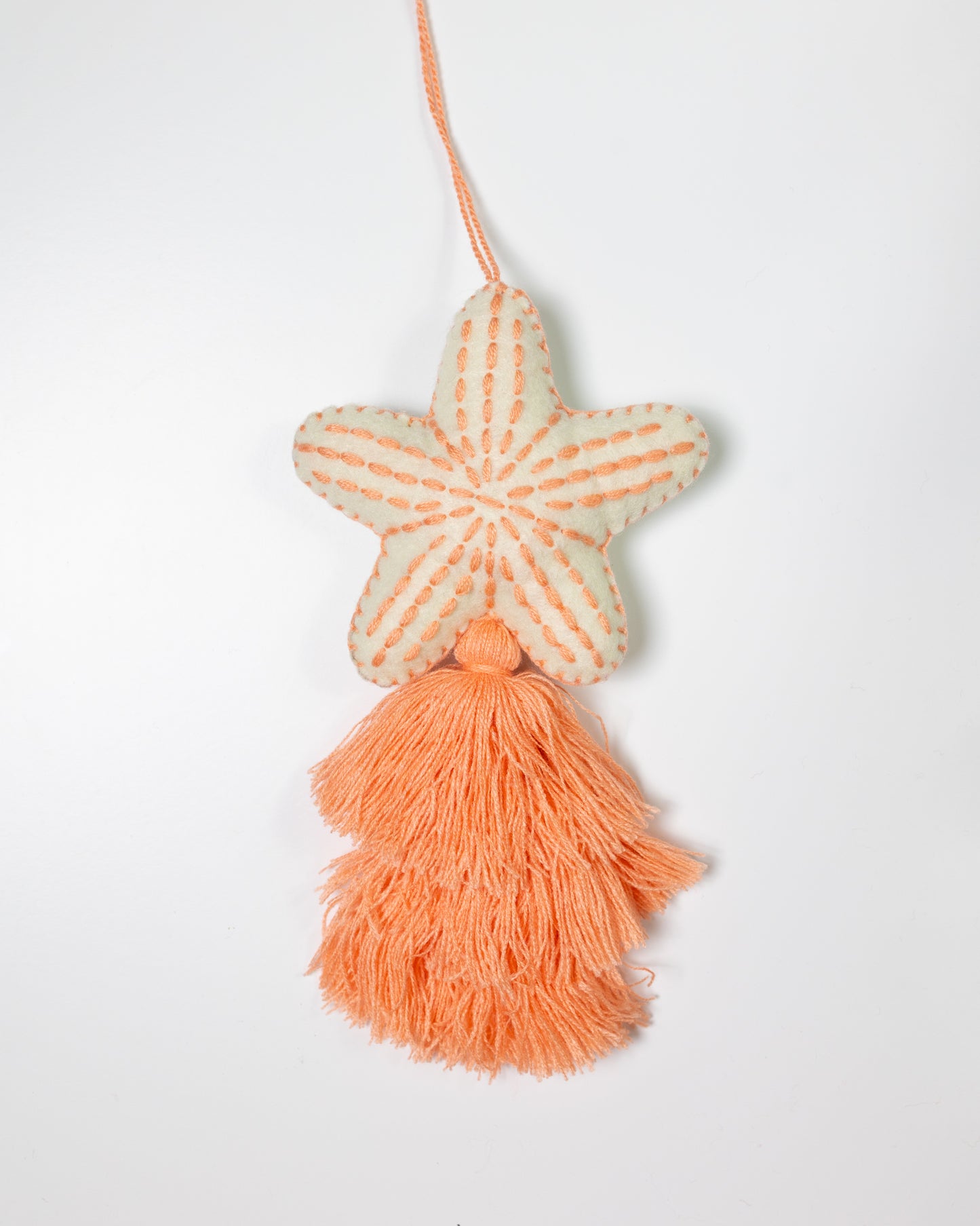 Nautical Starfish Cascade Tassel Bag Charm - Peach