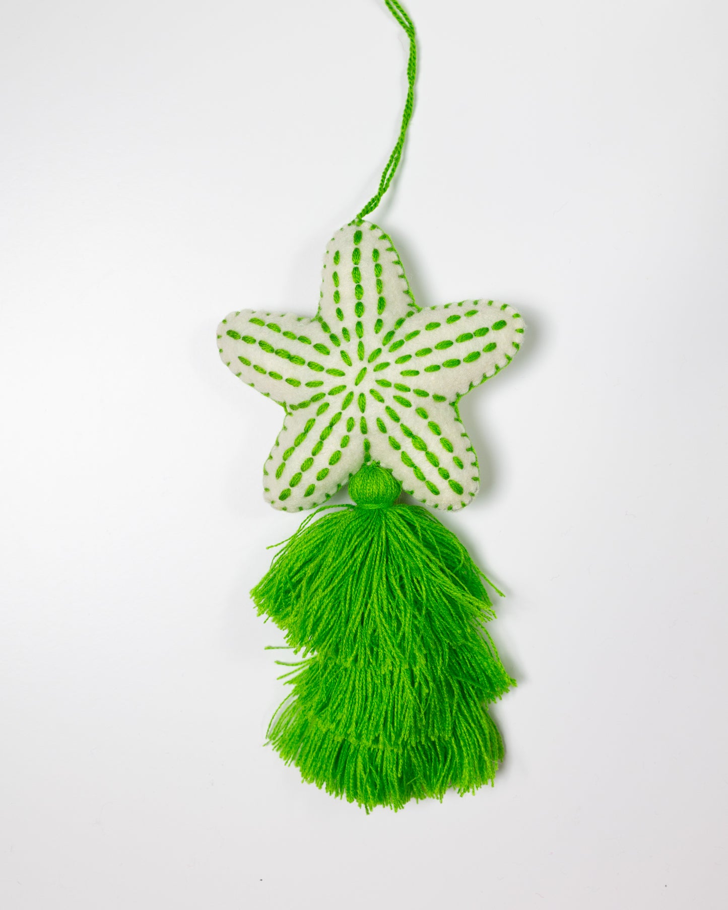 Nautical Starfish Cascade Tassel Bag Charm - Bright Green