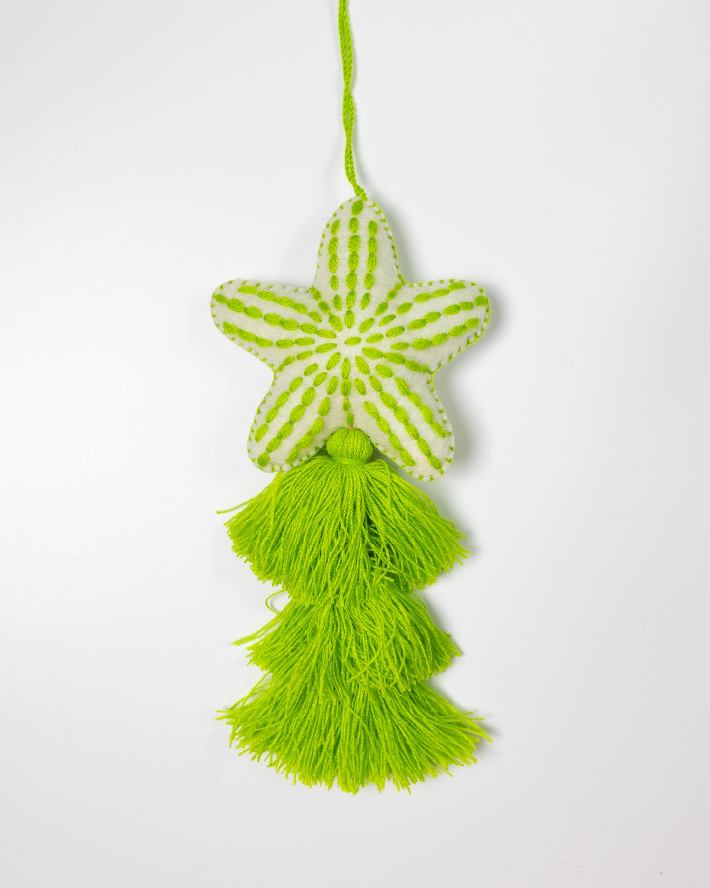 Nautical Starfish Cascade Tassel Bag Charm - Neon Green