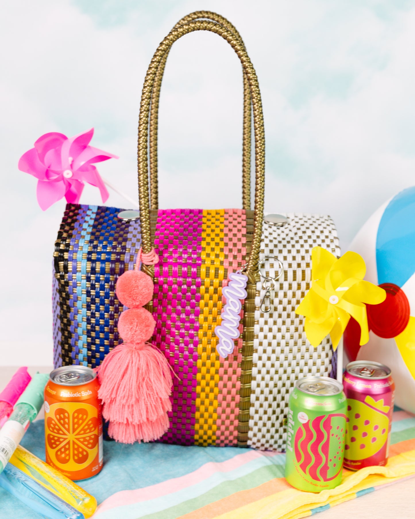 Summer bag, Beach bag, pool bag, woven bag, plastic bag