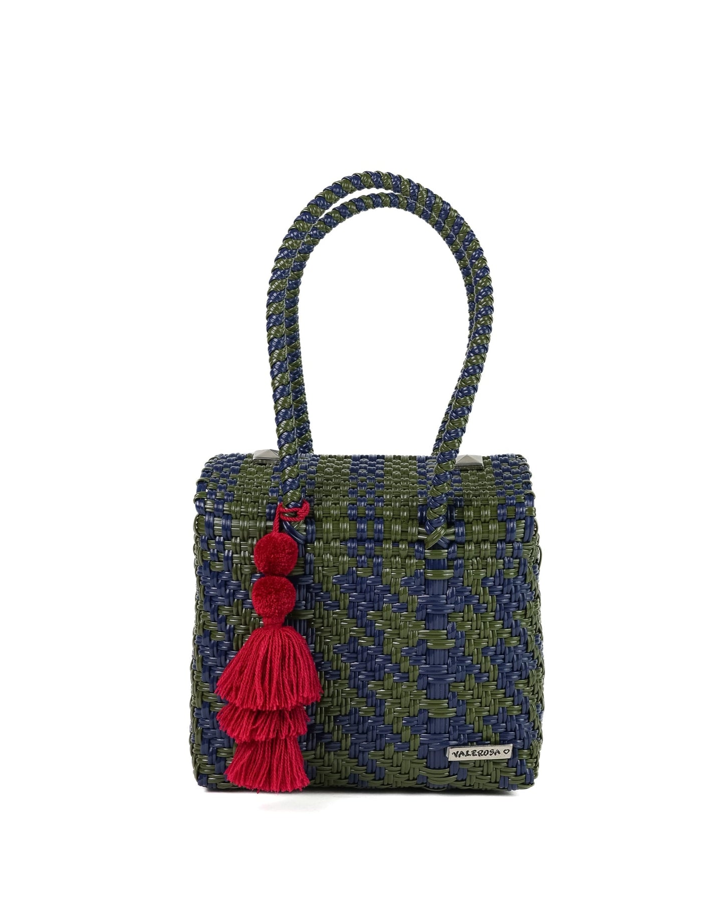 Olive and Navy Houndstooth Mini Purse