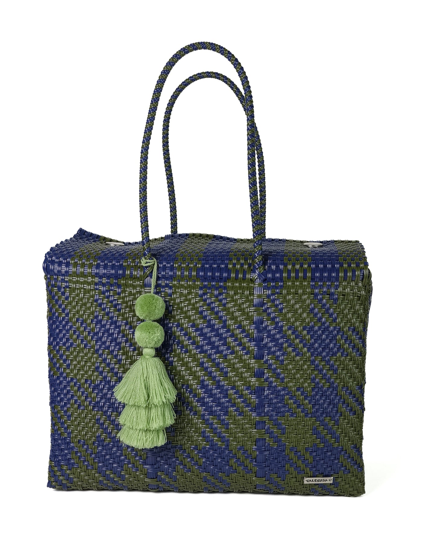 Olive and Navy Houndstooth Overnight Duffle
