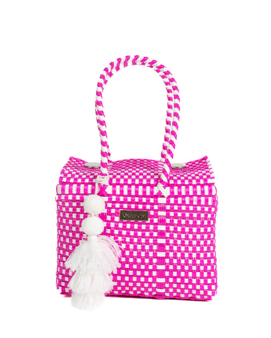 Mexico Pink and White Checkered Mini Purse