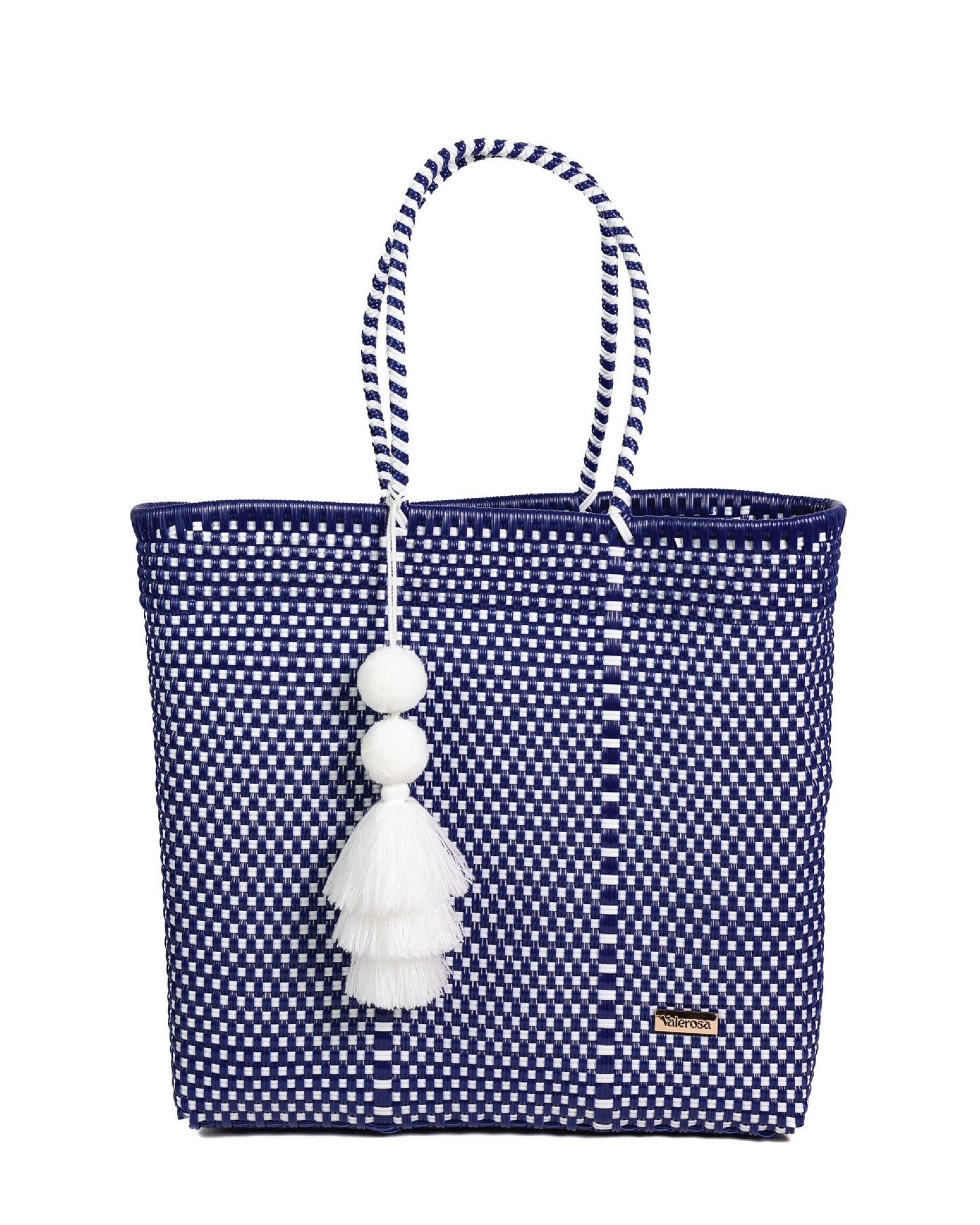 Navy and White Checkered Playera Tote