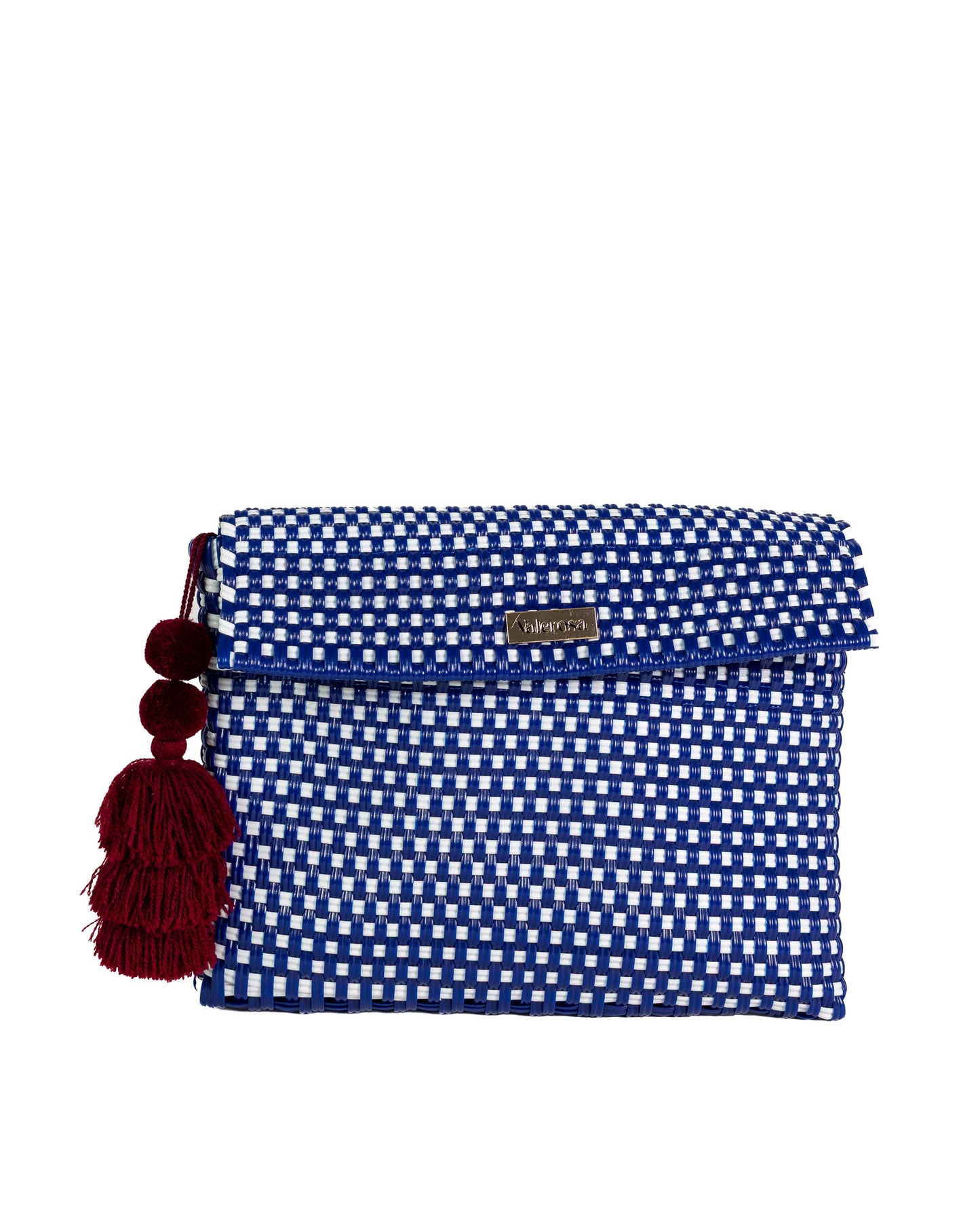 Navy and White Checkered Clutch