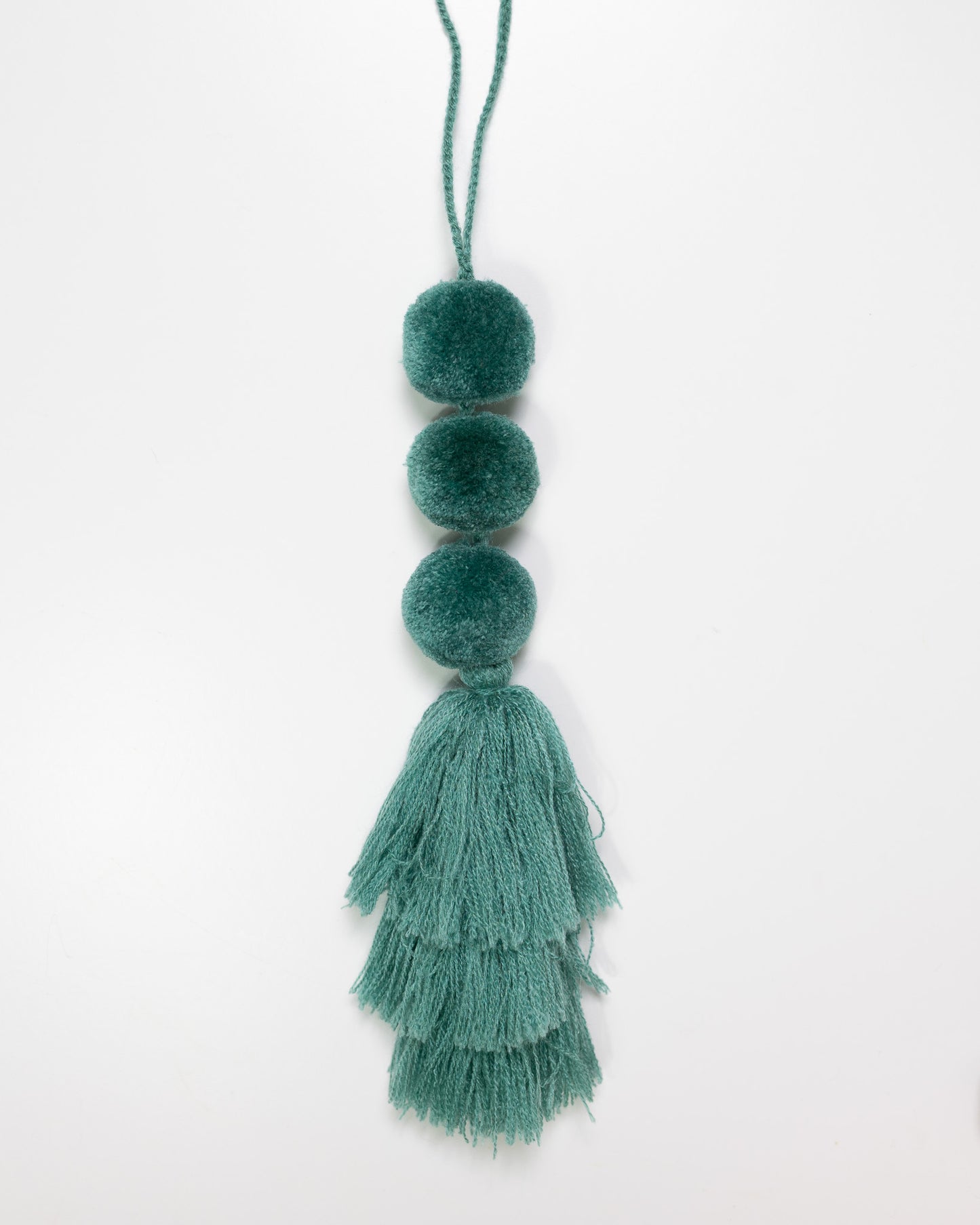 Triple Pom Tassel Bag Charm - Dusty Teal