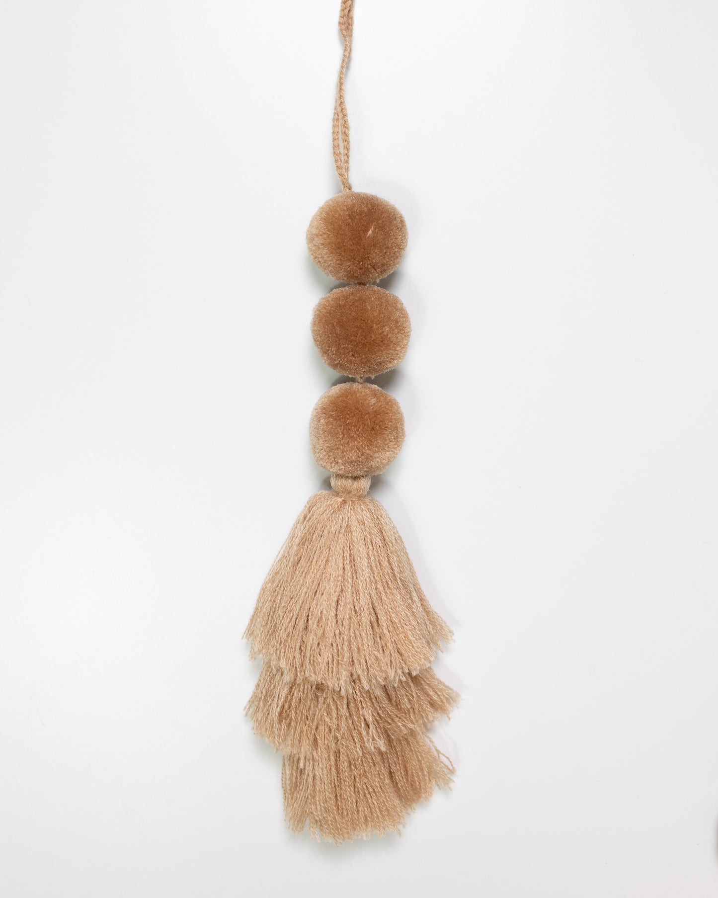 Triple Pom Tassel Bag Charm - Beige