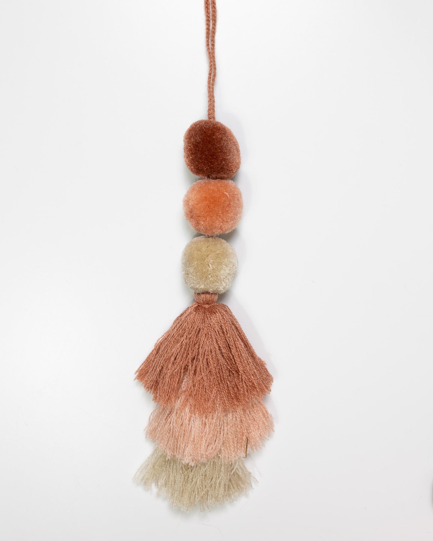 Triple Pom Tassel Bag Charm - Light brown, Peach and Tan