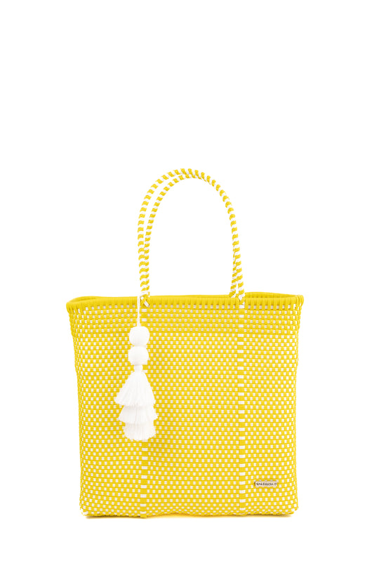 Yellow and White Checkered Playera