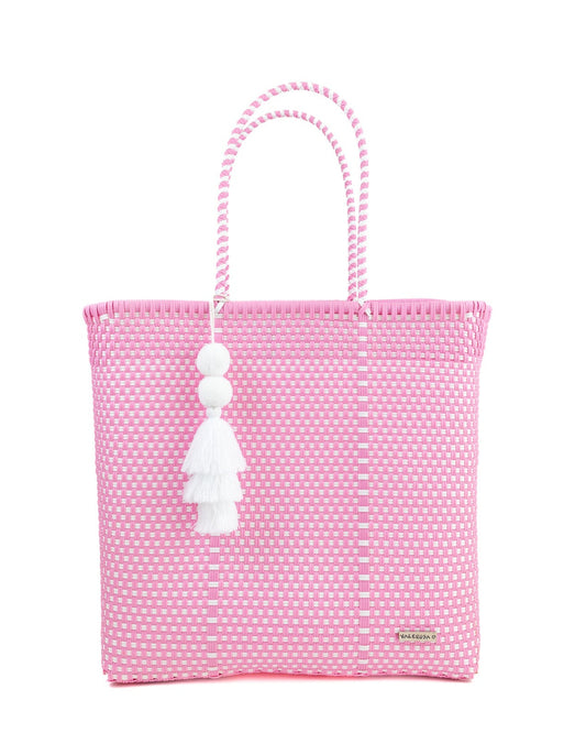 Pastel Pink and White Checker Jumbo Tote