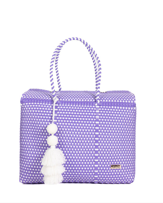 Lilac and White Checkered Overnight Duffle