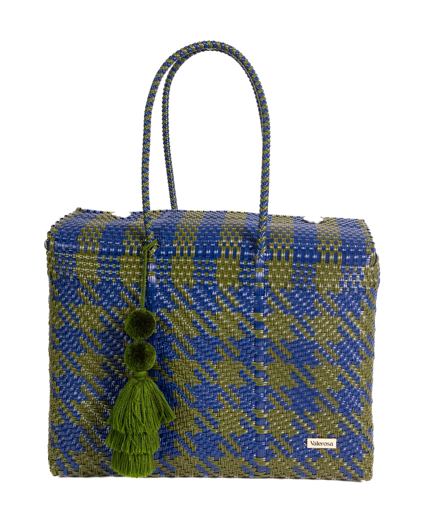 Olive and Navy Houndstooth Overnight Duffle