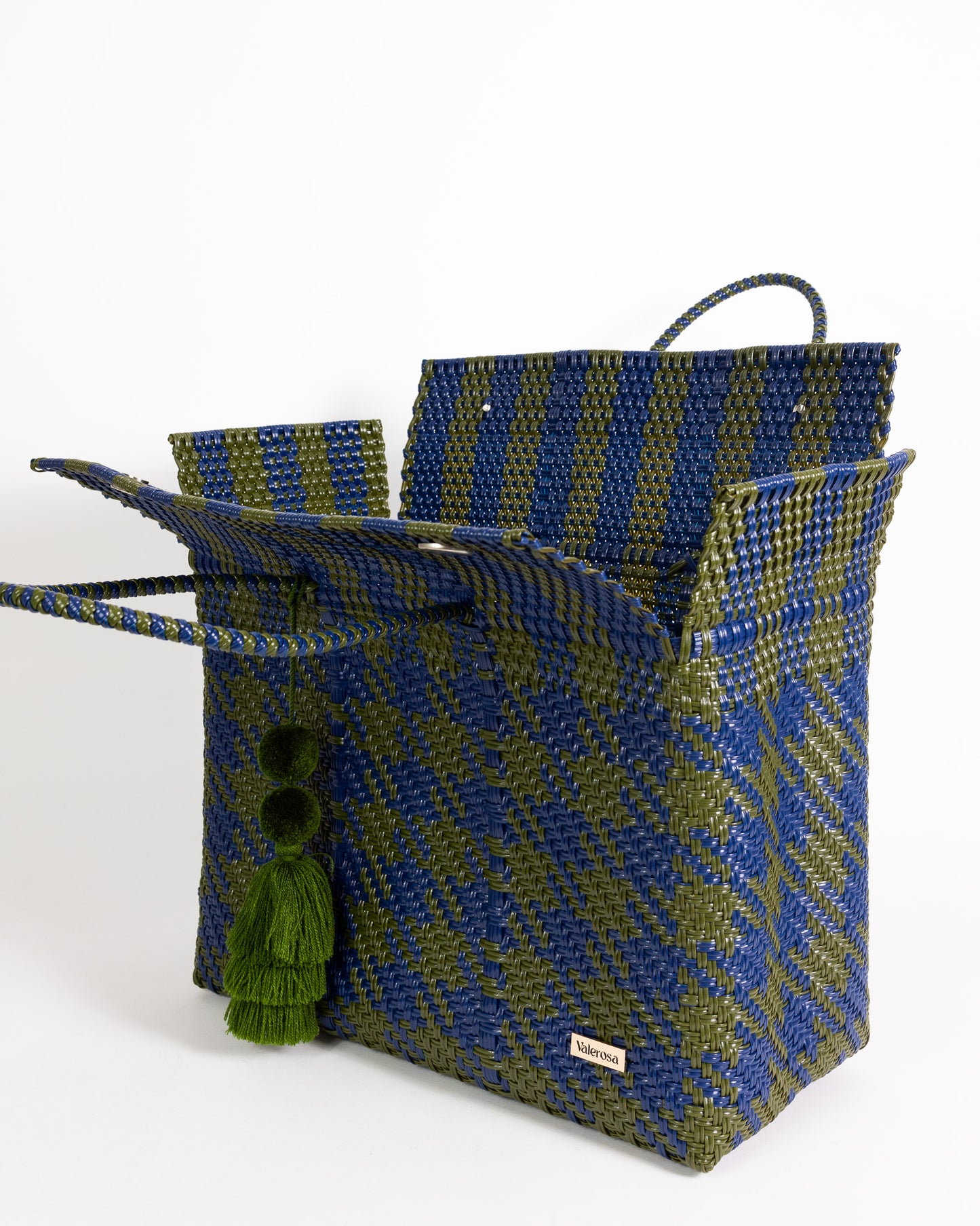 Olive and Navy Houndstooth Overnight Duffle