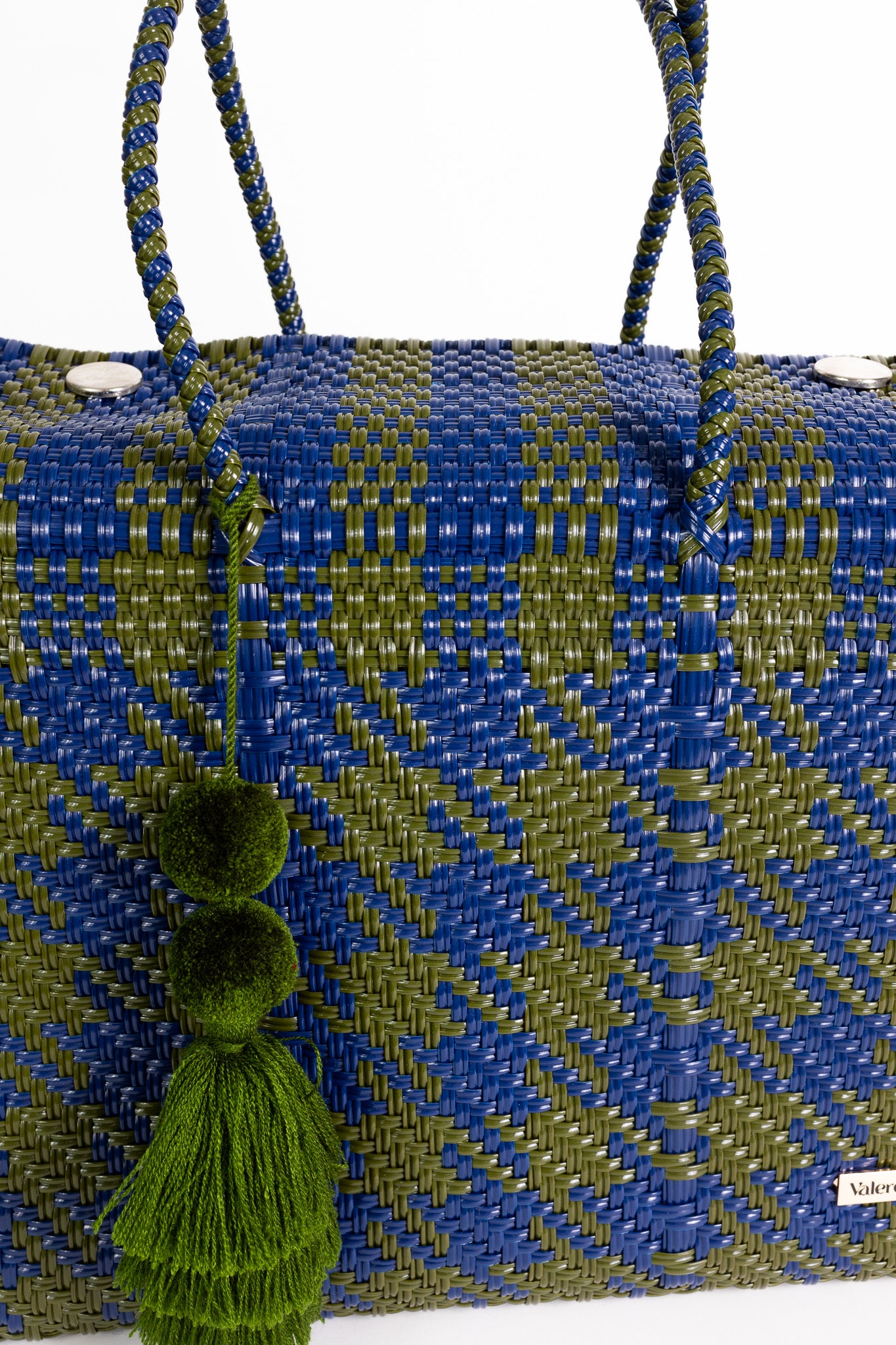 Olive and Navy Houndstooth Overnight Duffle