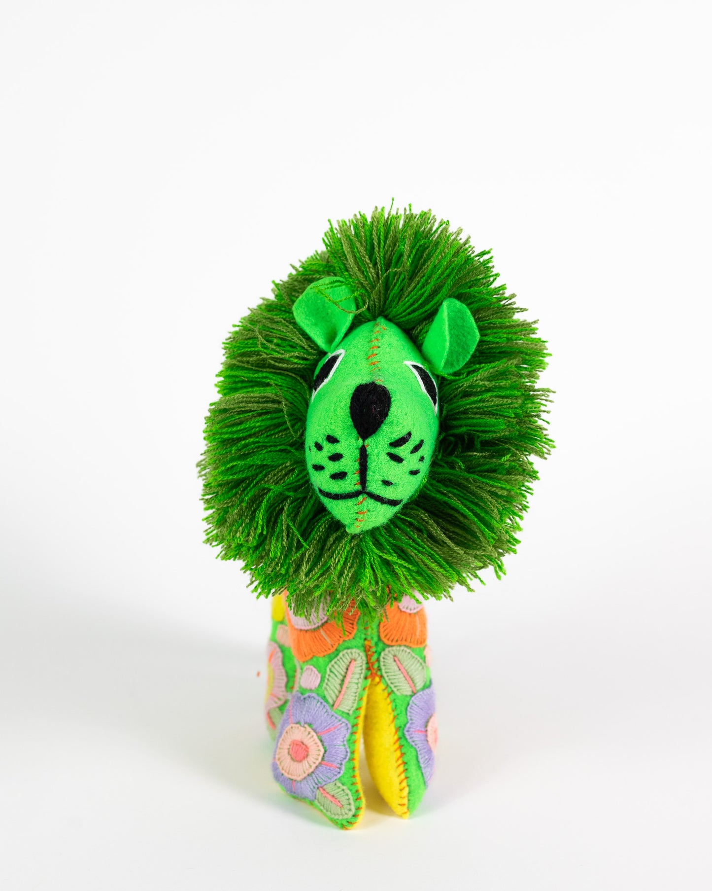 Lime Green Handmade Plush Stuffed Lion