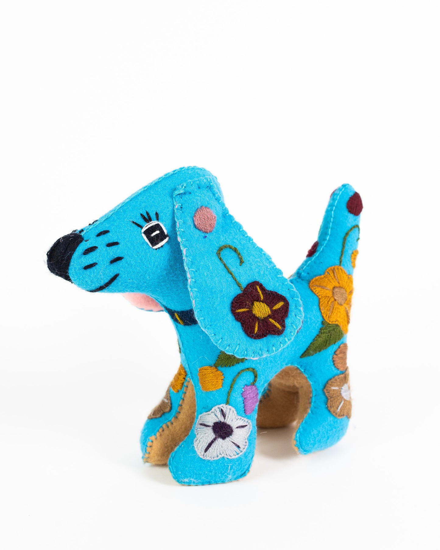 Blue Handmade Plush Stuffed Dog