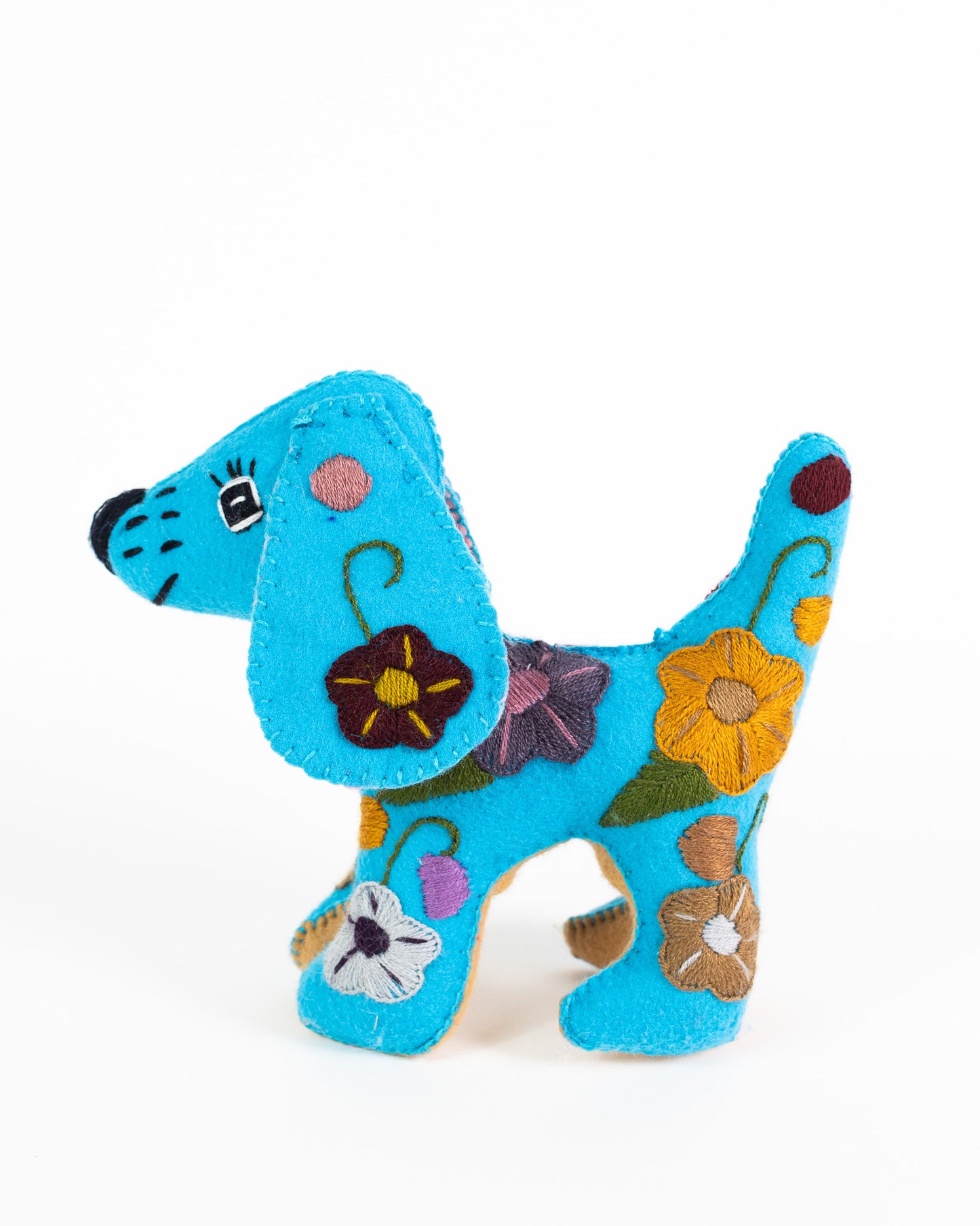 Blue Handmade Plush Stuffed Dog
