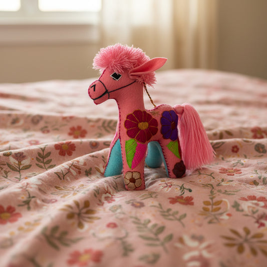 Pink Handmade Plush Stuffed Pony