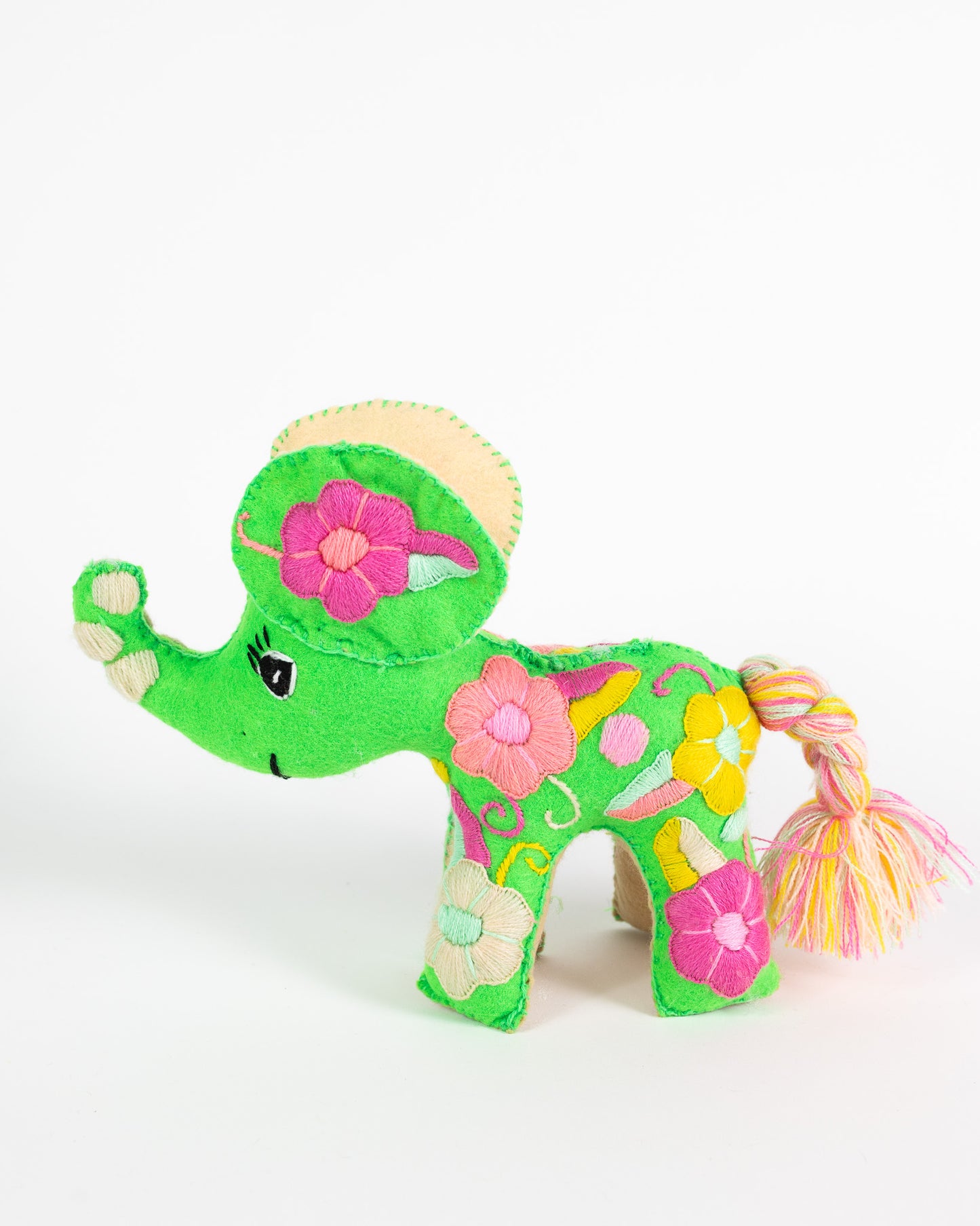 Lime Green Handmade Plush Stuffed Elephant