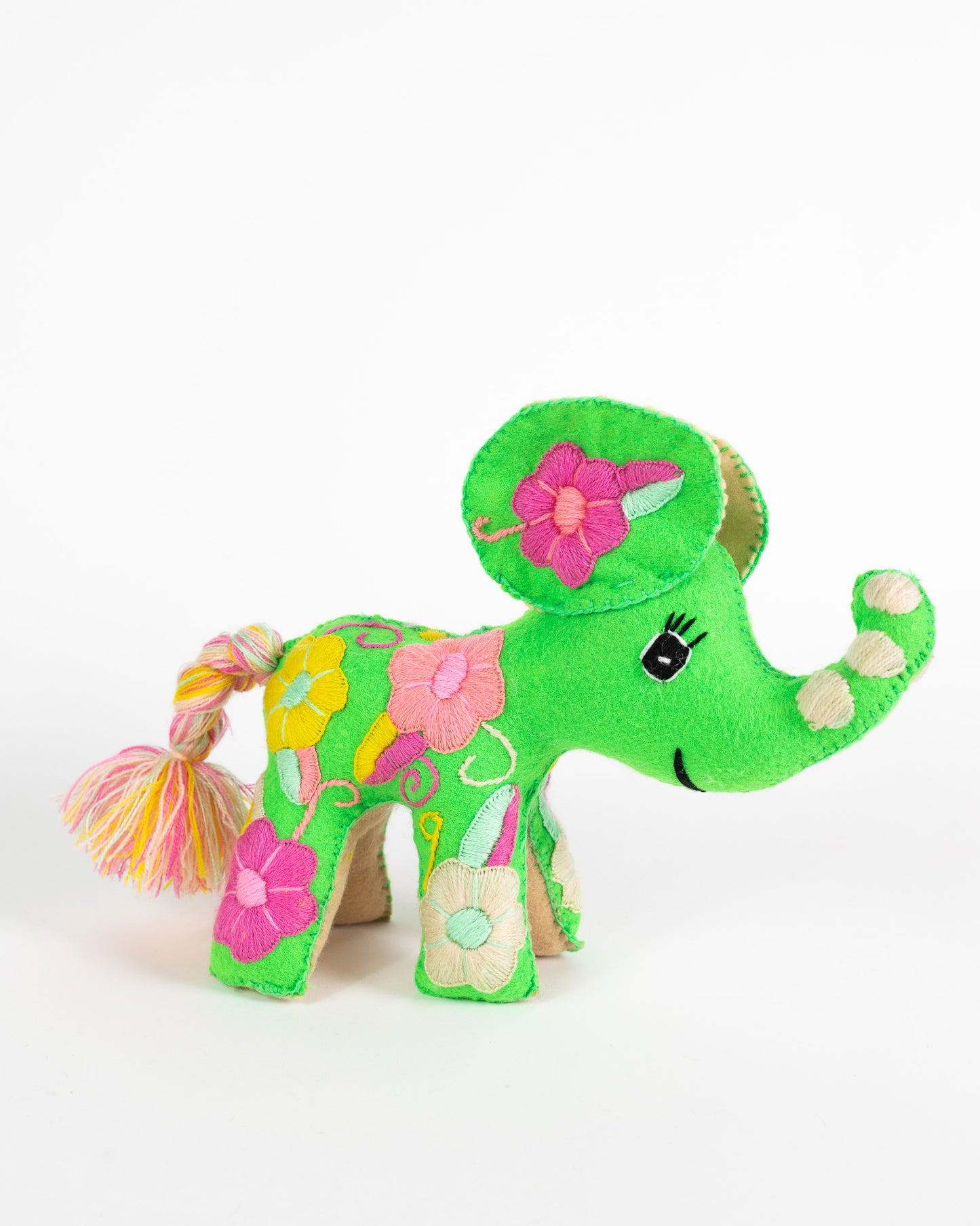 Lime Green Handmade Plush Stuffed Elephant