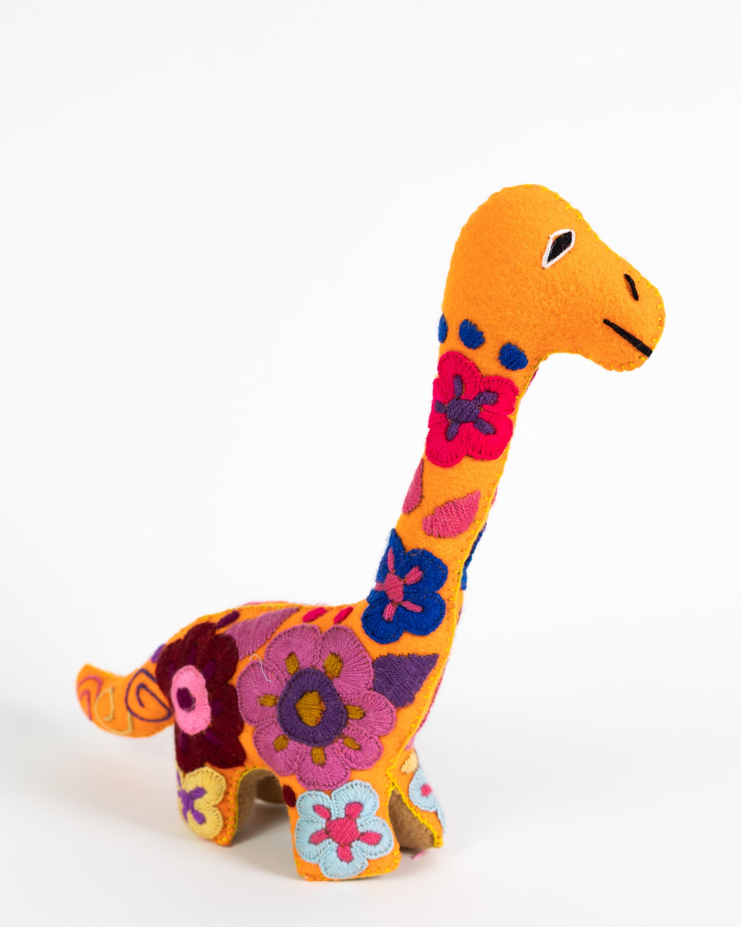 Orange Handmade Plush Stuffed Dinosaur