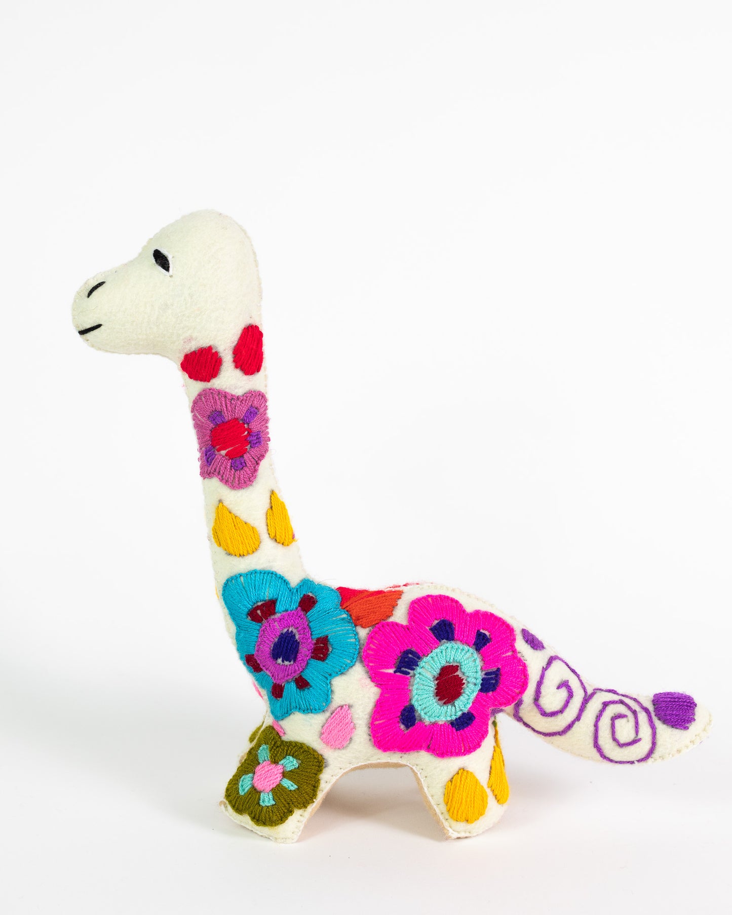 White Handmade Plush Stuffed Dinosaur
