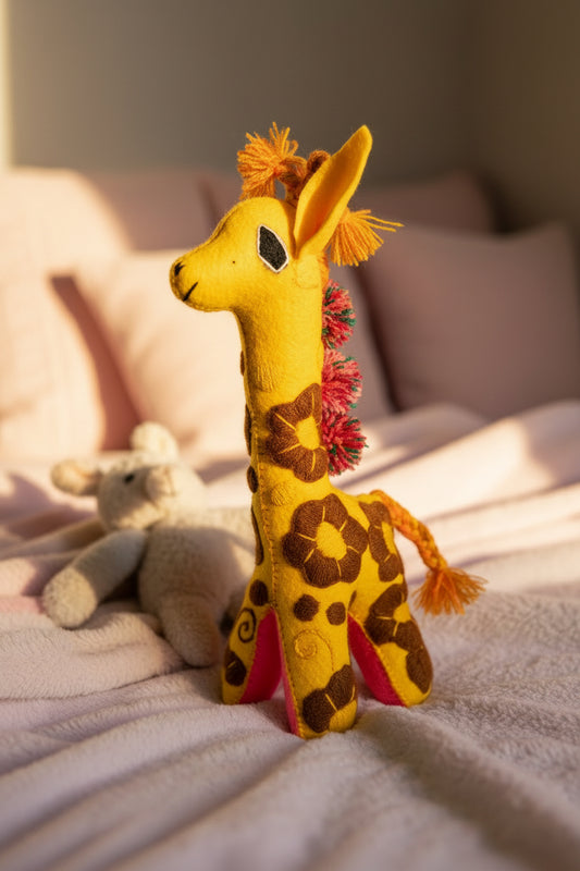 Golden Handmade Plush Stuffed Giraffe