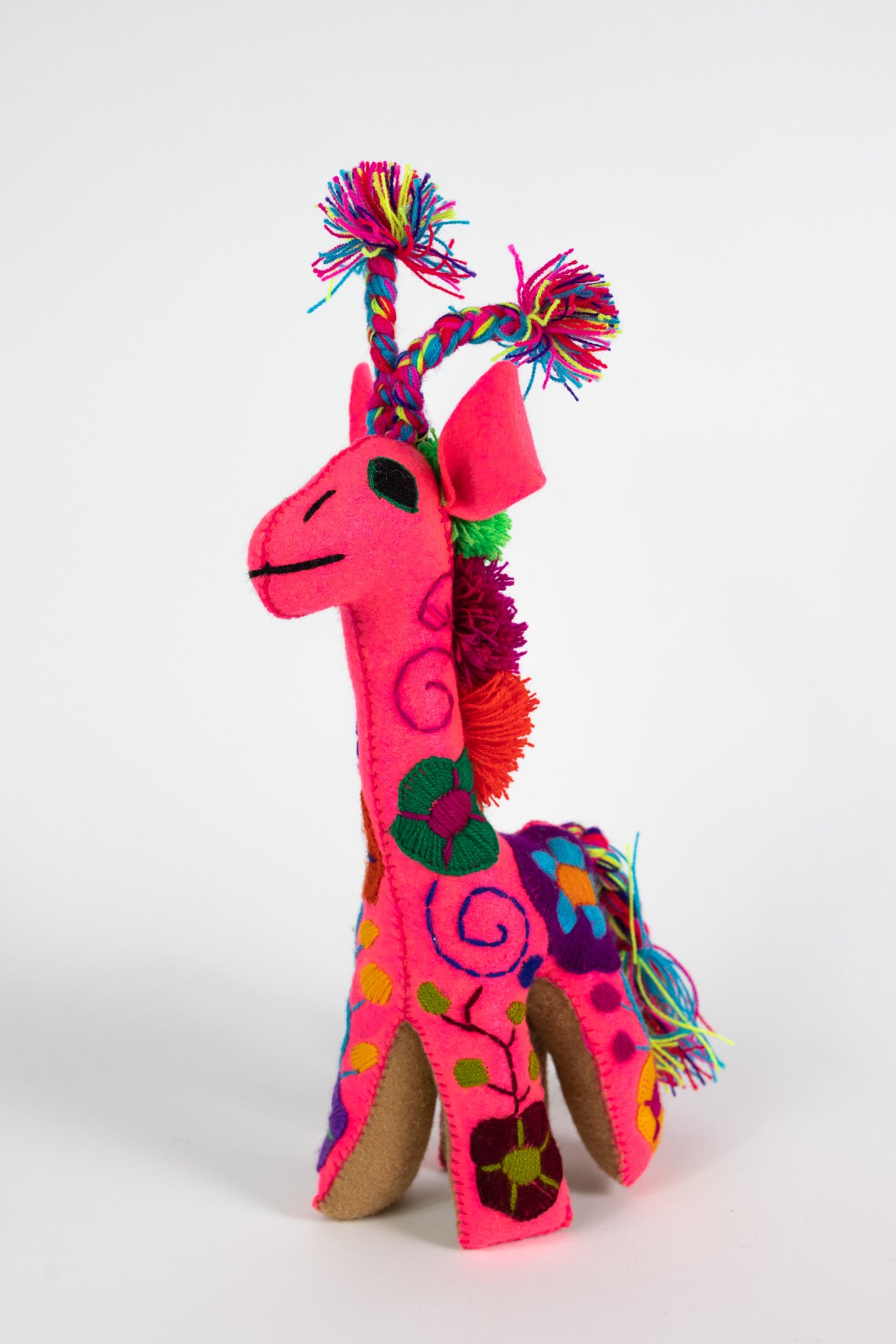 Hot Pink Handmade Plush Stuffed Giraffe