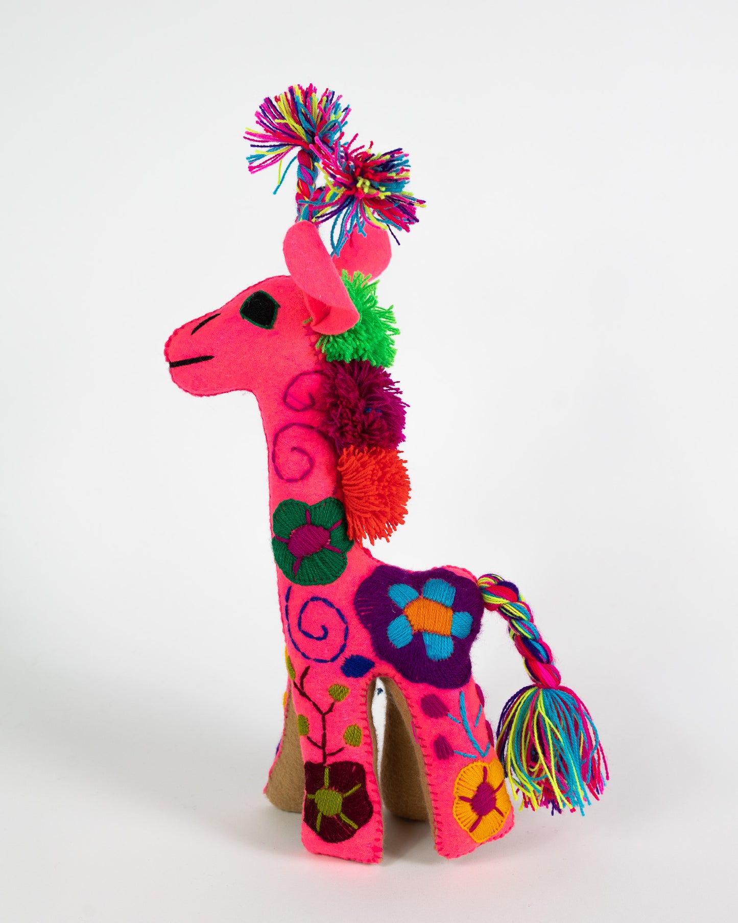 Hot Pink Handmade Plush Stuffed Giraffe