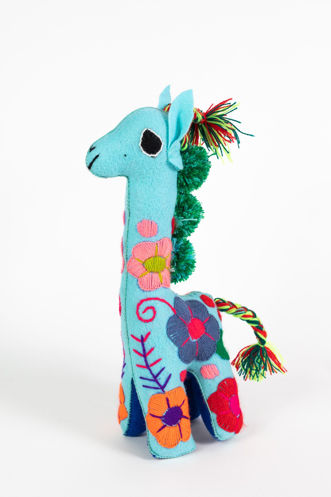 Turquoise Handmade Plush Stuffed Giraffe