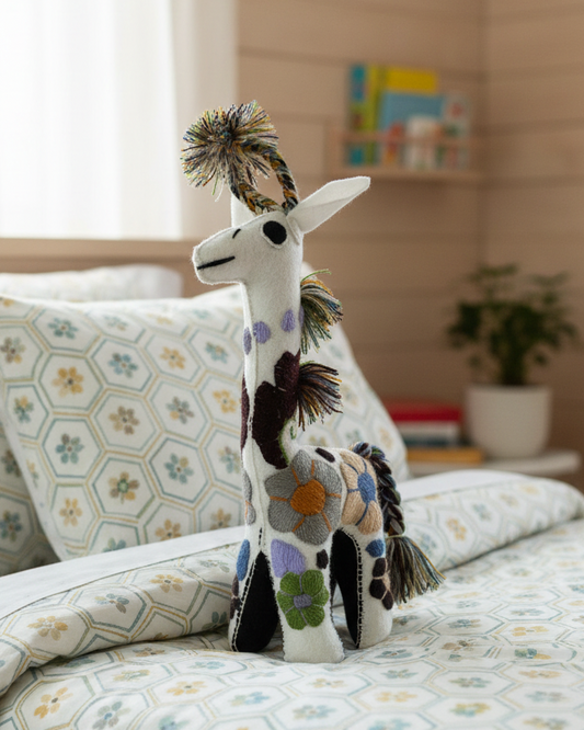 White Handmade Plush Stuffed Giraffe