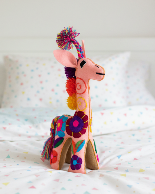 Light Pink Handmade Plush Stuffed Giraffe